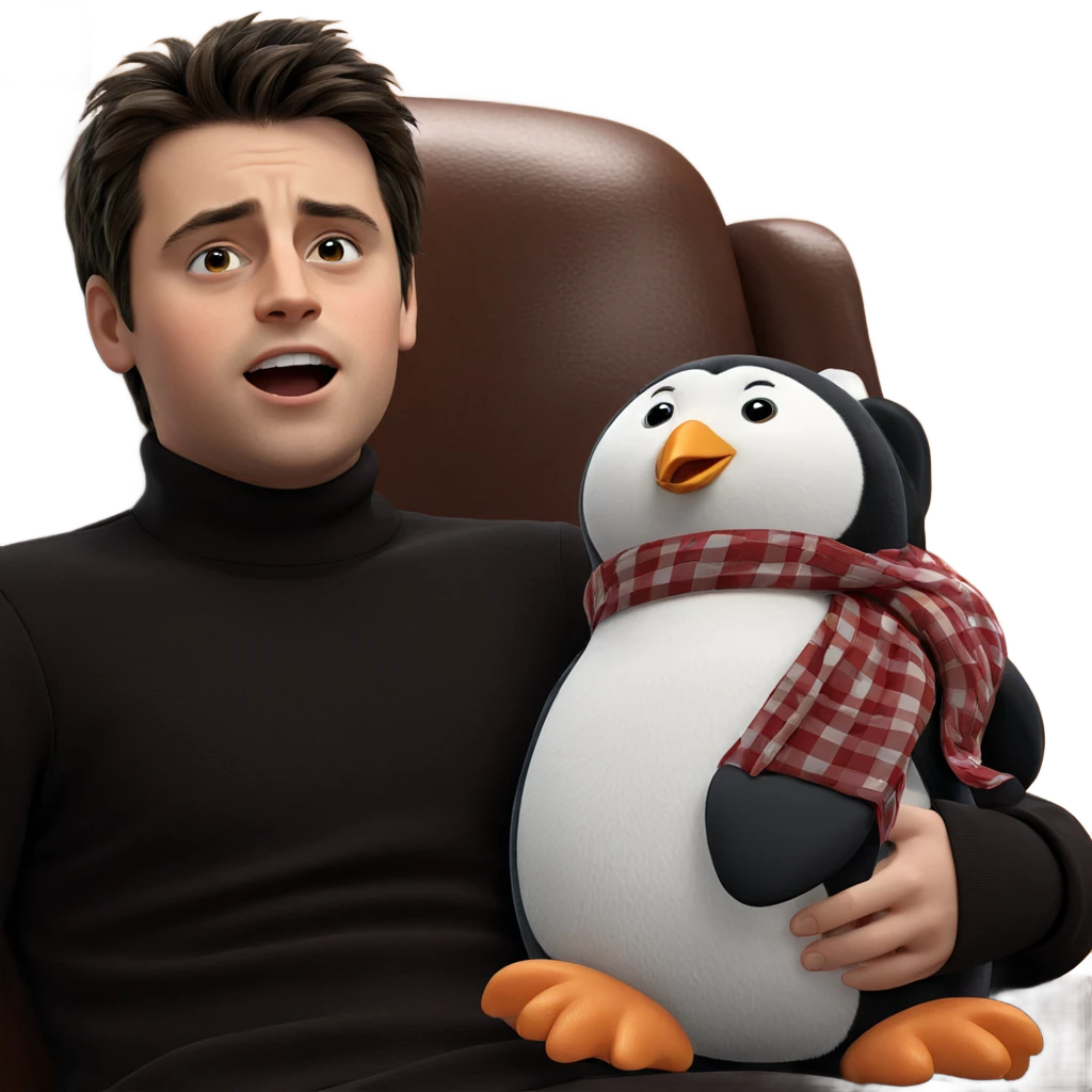 boy with stuffed penguin emoji