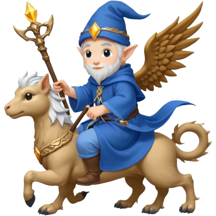 Male Gnome Mage Blizzard World of Warcraft on a griffen emoji