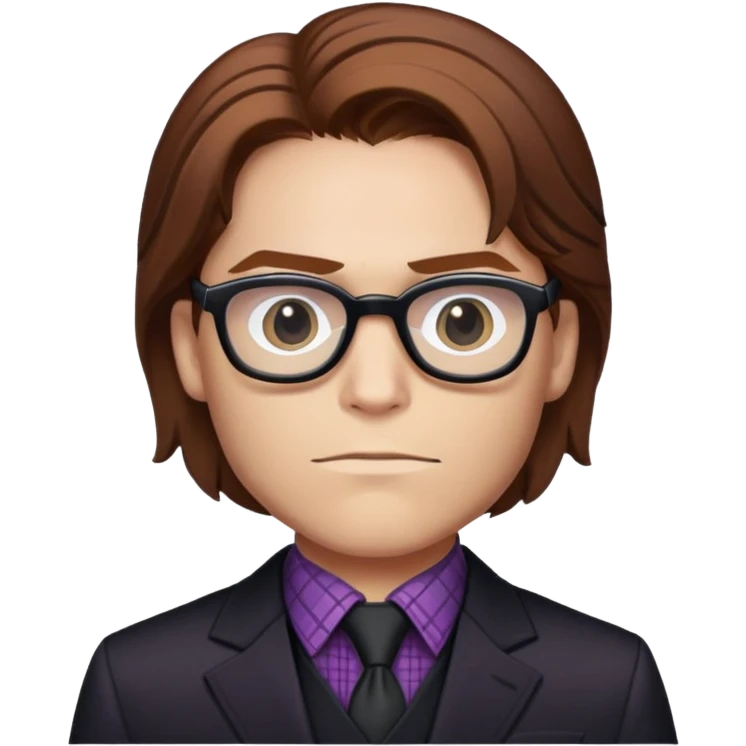 zemo brown hair with glasses, black suit, checkered shirt marvel from captain america: civil war emoji