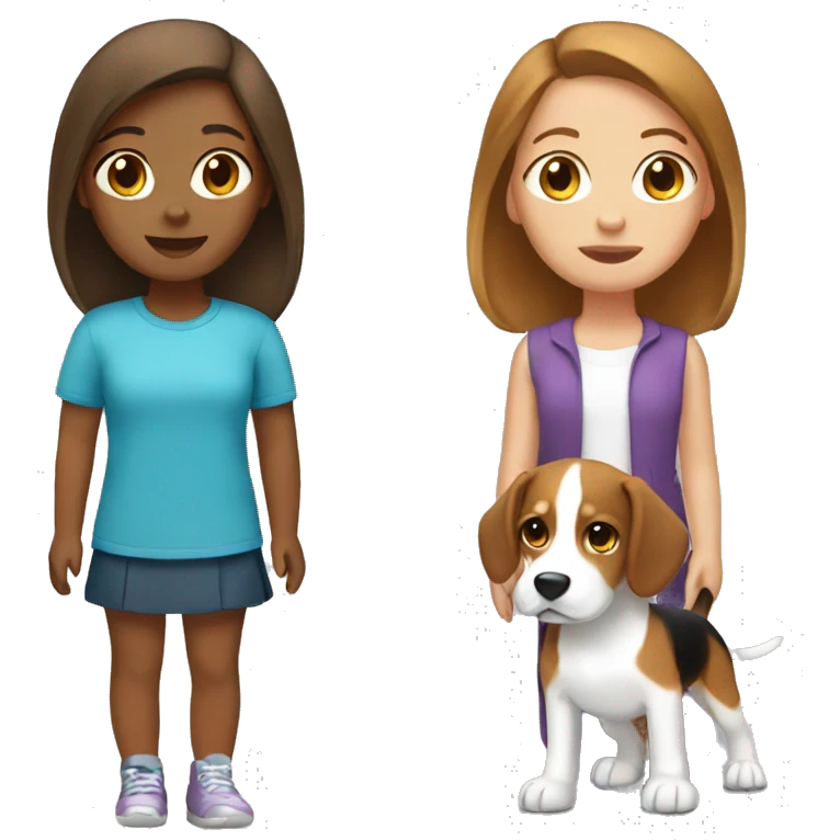 The girl with brown hair and the beagle emoji