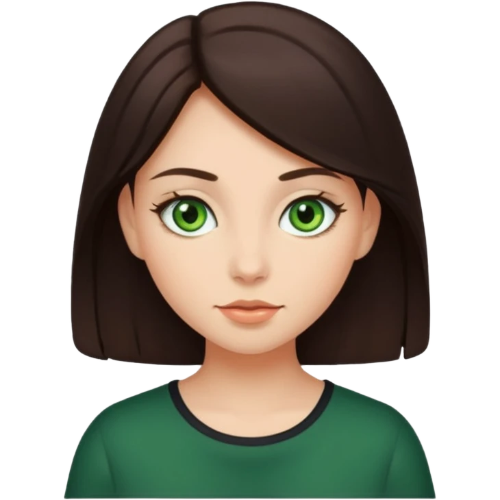 a girl with dark brown hair and green eyes emoji