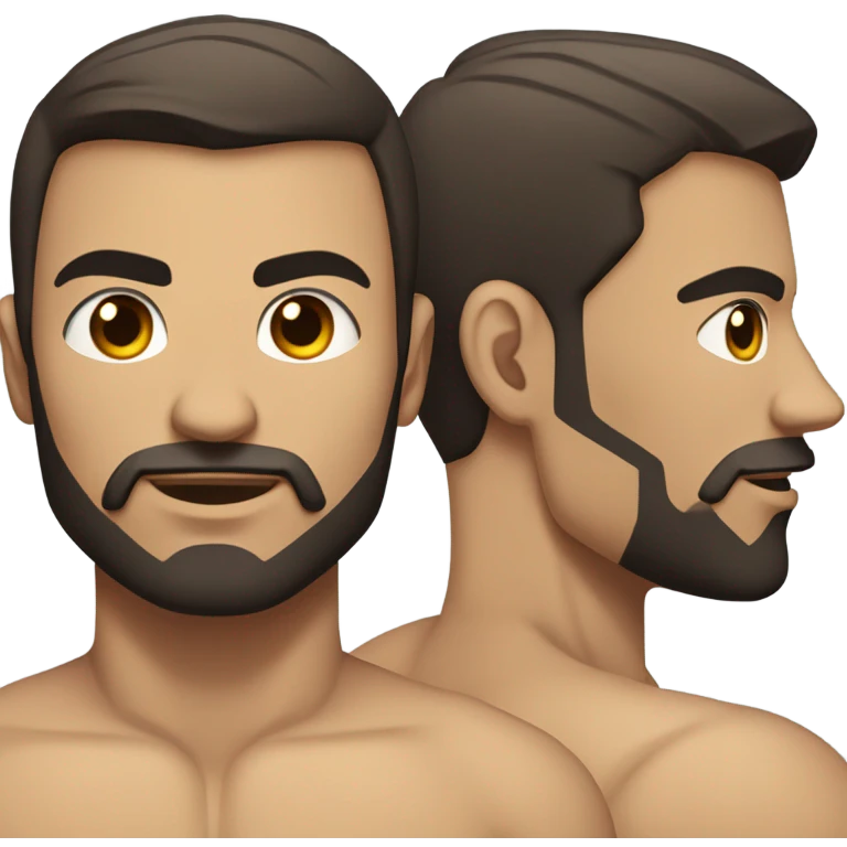 muscular man half the face a robot with short, dark hair and a neatly trimmed beard emoji