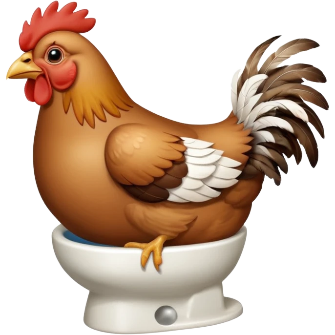A fat chicken that its head is in a toilet emoji