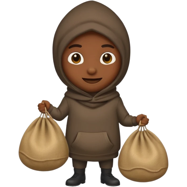thief emoji holding a sack of loot, mischievous smile emoji