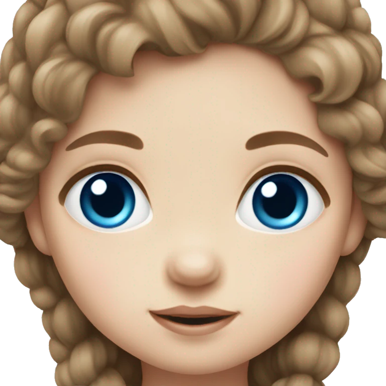 Baby girl with brown hair and blue eyes , white skin  emoji