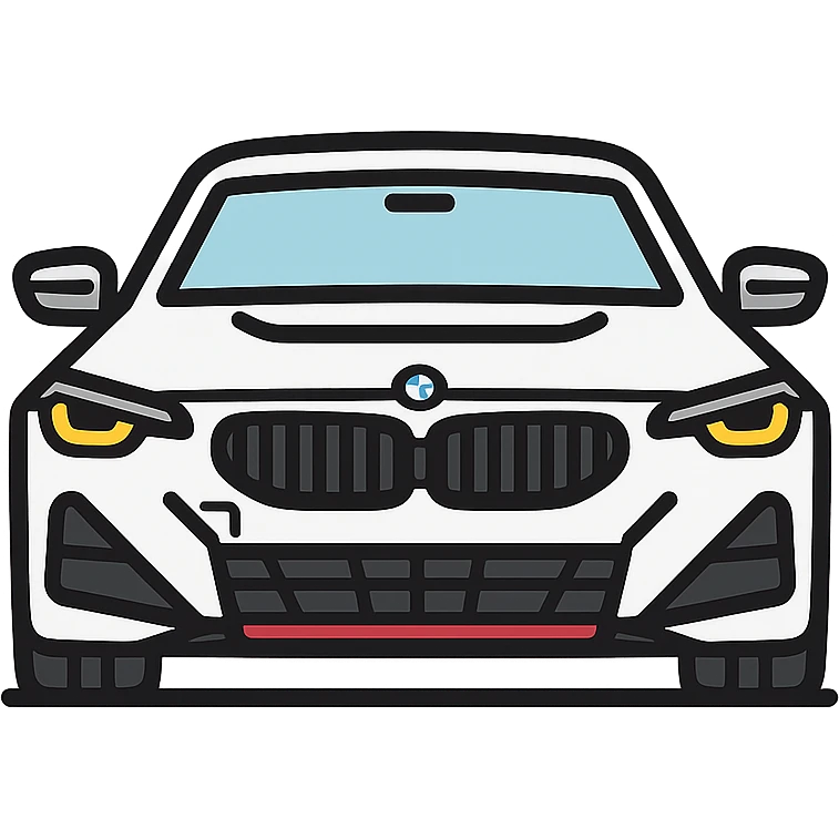 white BMW M240i G42 front view clean detailed icon style emoji