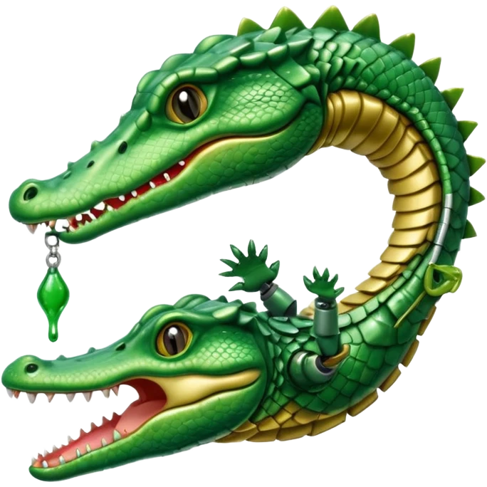 robot hand hanging out of baby crocodile mouth emoji