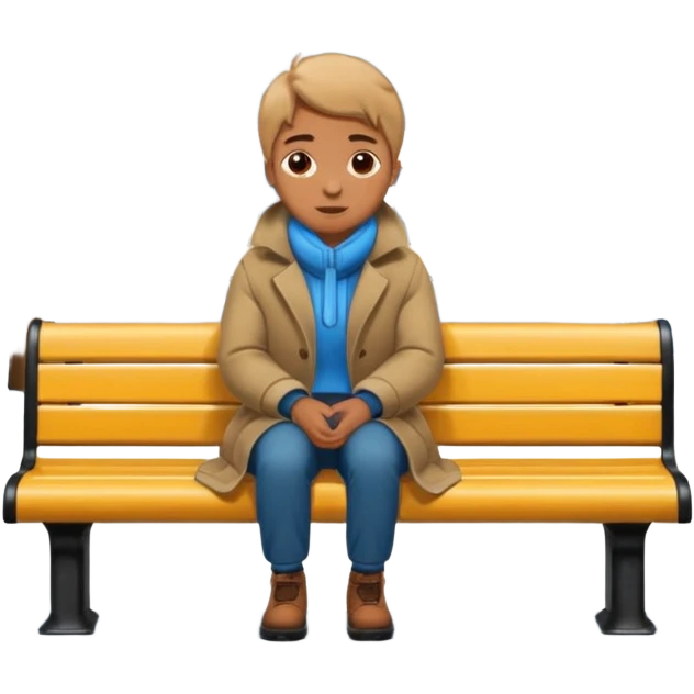 person sitting on a bench at a bus stop emoji