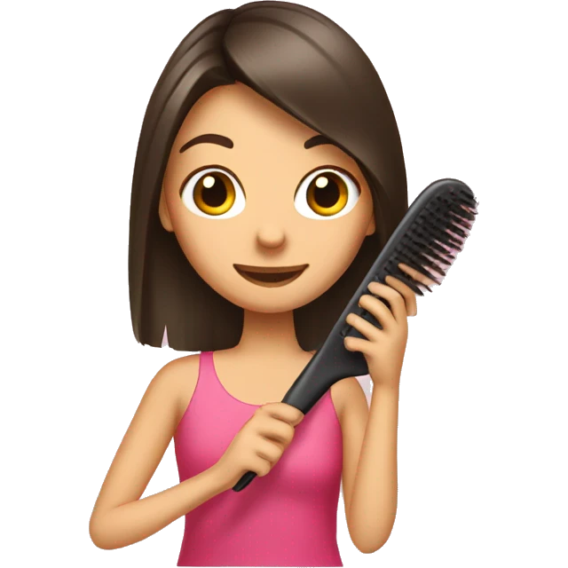 Brunette girl brushing hair  emoji