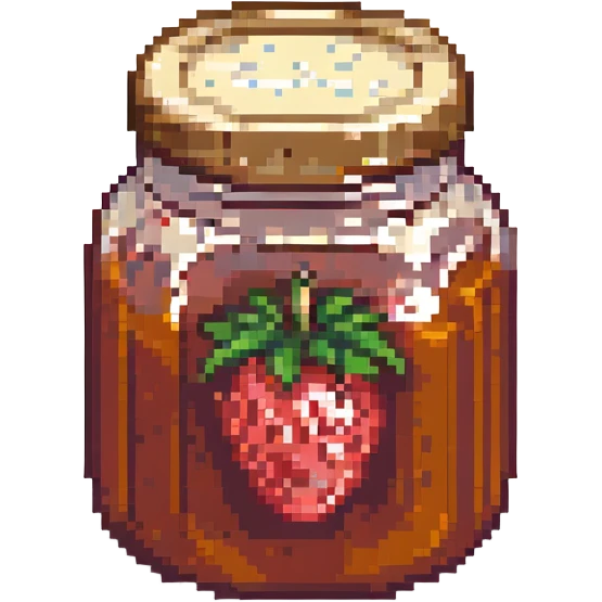 jar of strawberry jam, pixel art style emoji