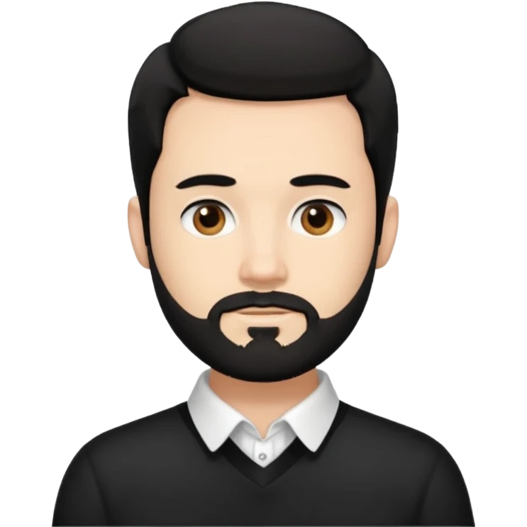 A white guy with coolers and white collar t shirt and the beard for him is at the chin area only,the hair is fuzzy and black in colour emoji