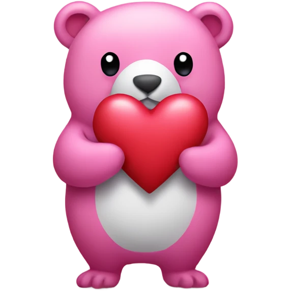 Pink bird bear holding a heart emoji