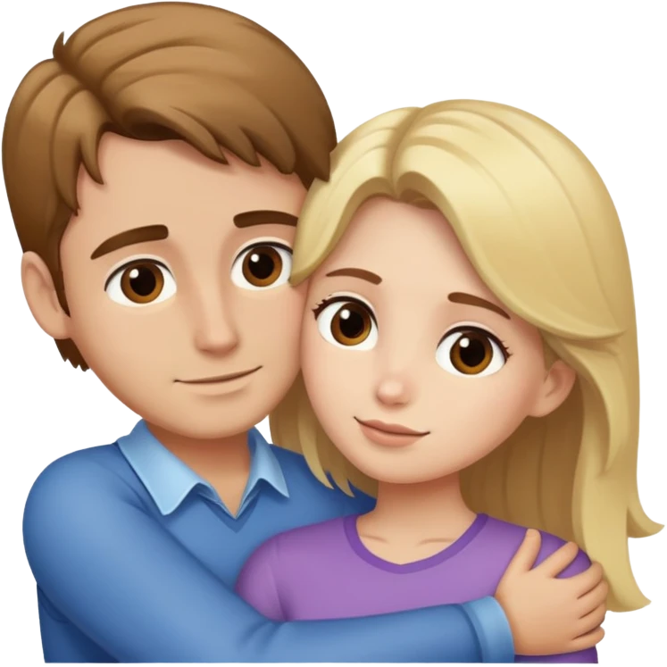  portrait of brown haired girl hugging a man blonde emoji