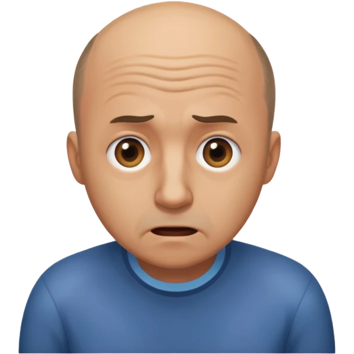 balding man in fisheye lense stressing out emoji