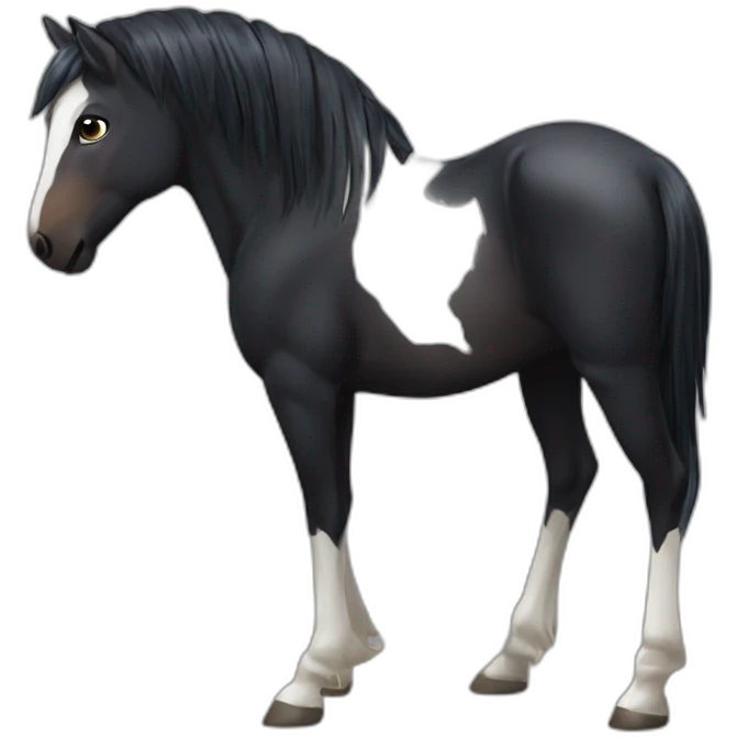 chevaux sauvage KAWAI noir frison emoji