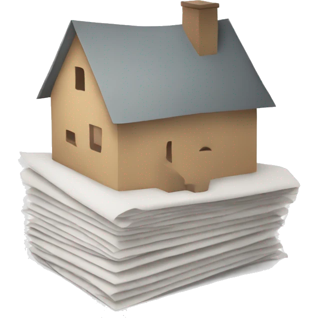 a stack of paper with a visible home symbol on it emoji