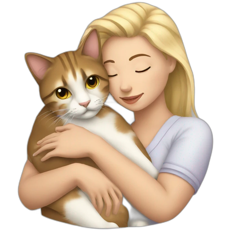 white-women-cuddling-a-cat emoji