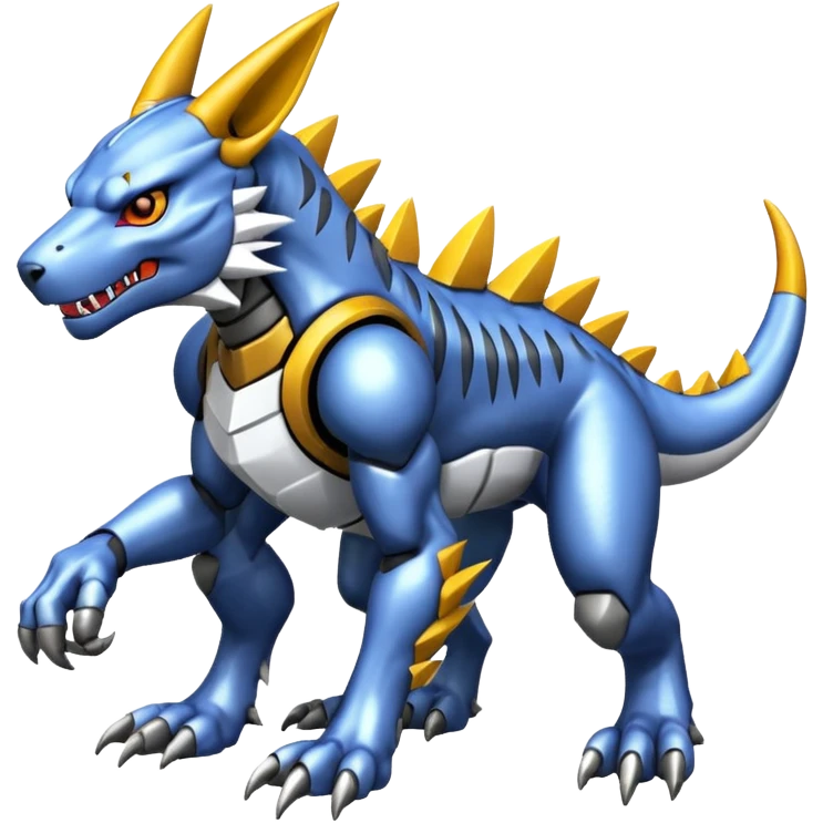  Cool Edgy Shiny Greymon-Weregarurumon full body emoji