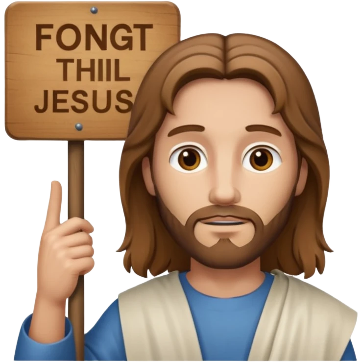 Jésus avec une pancarte dans ses mains dans ses mains emoji