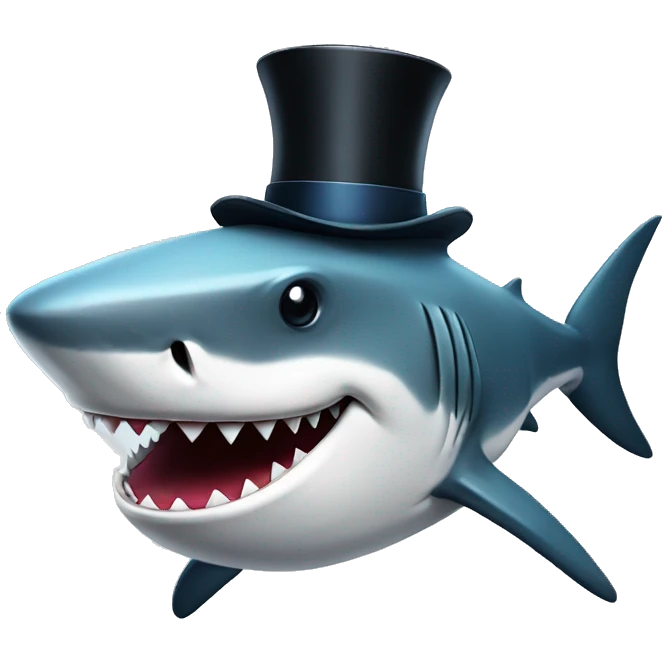 Shark with a top hat emoji