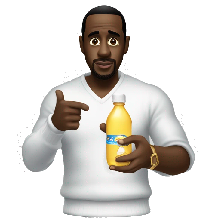 P diddy holding a bottle of baby oil emoji