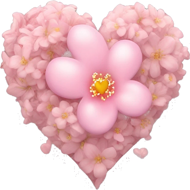 Delicate pink heart and flowers inside emoji