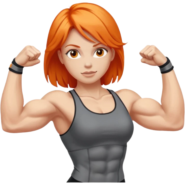 woman flexing her arm with orange hair emoji