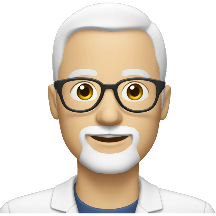 A bald male white teacher with black beard and glasses emoji