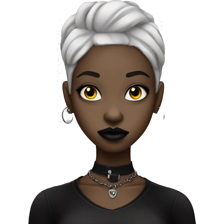 goth black girl with lip piercing emoji