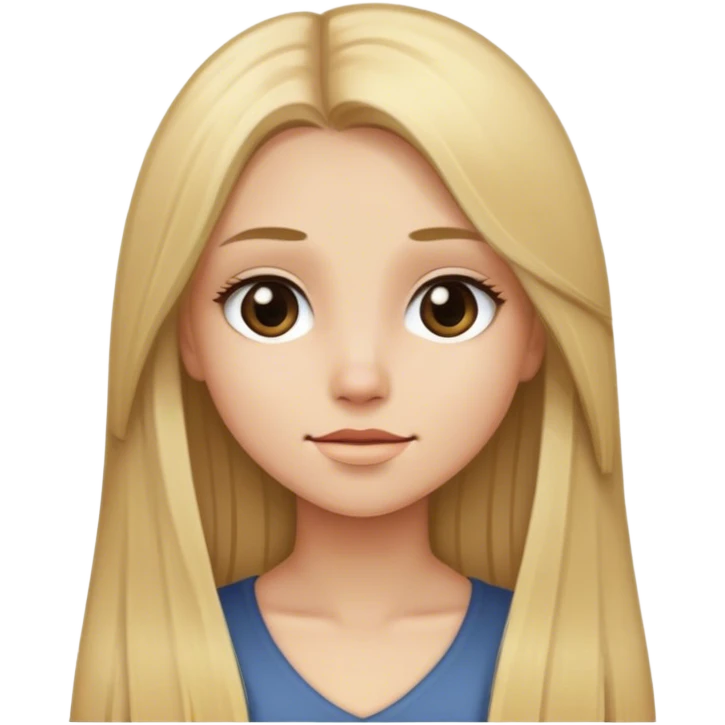 girl long dark blonde straight hair emoji
