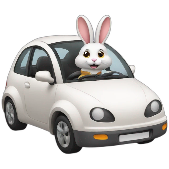 Rabbit driving car emoji
