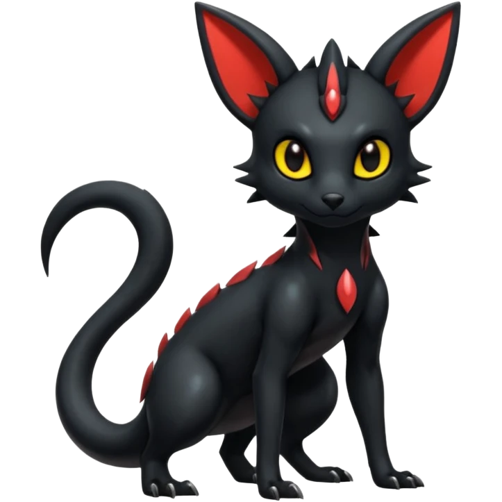Shiny Dark Edgy Gothic Gloomy Futuristic Salandit-Umbreon-Litten-Hybrid (Full body) emoji