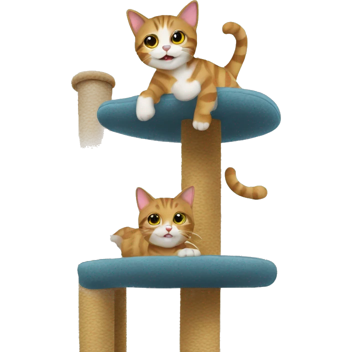tabby cat playing on cat tree emoji