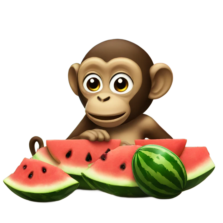 Monkey eating watermelon emoji
