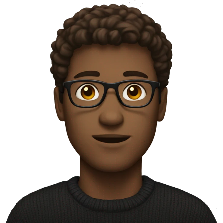 a white man with glasses having a black sweater and brown hair emoji
