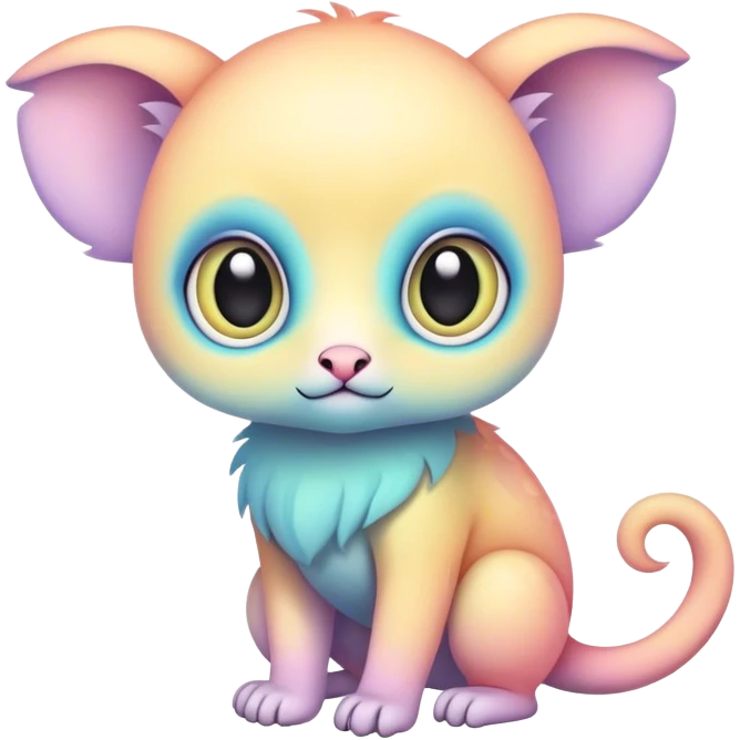 Adorable colorful baby pastel edgy animal-hybrid, full body, big Eyes emoji