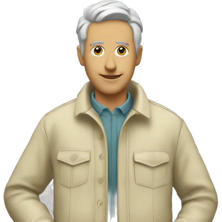 gardener beige jacket trees stone wall emoji