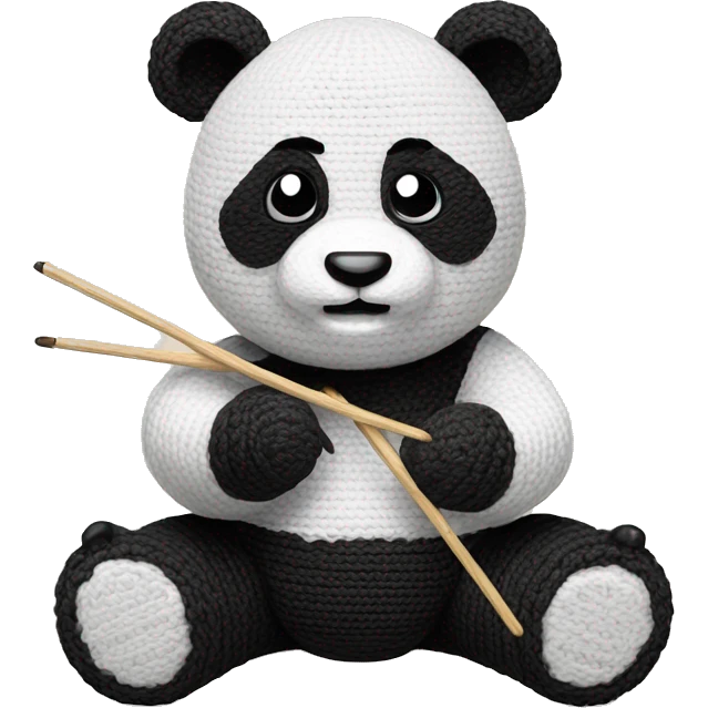 panda crocheting emoji