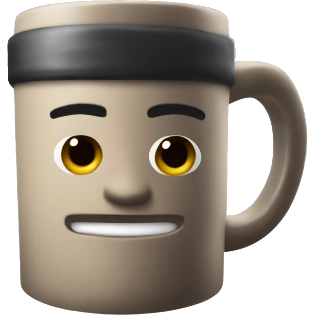 A mug with a Roblox man face on jt emoji