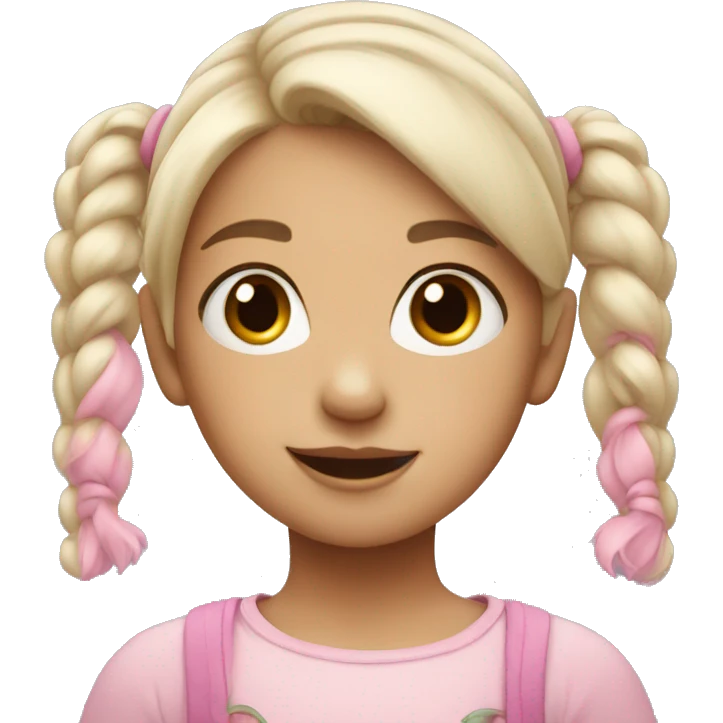 Little Girl with white-pink pigtails emoji