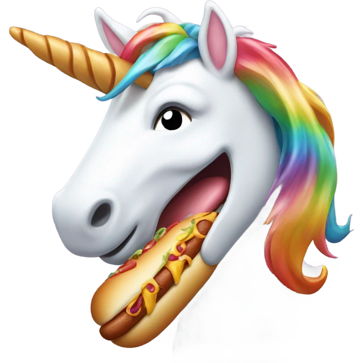 an unicorn eating hotdog emoji