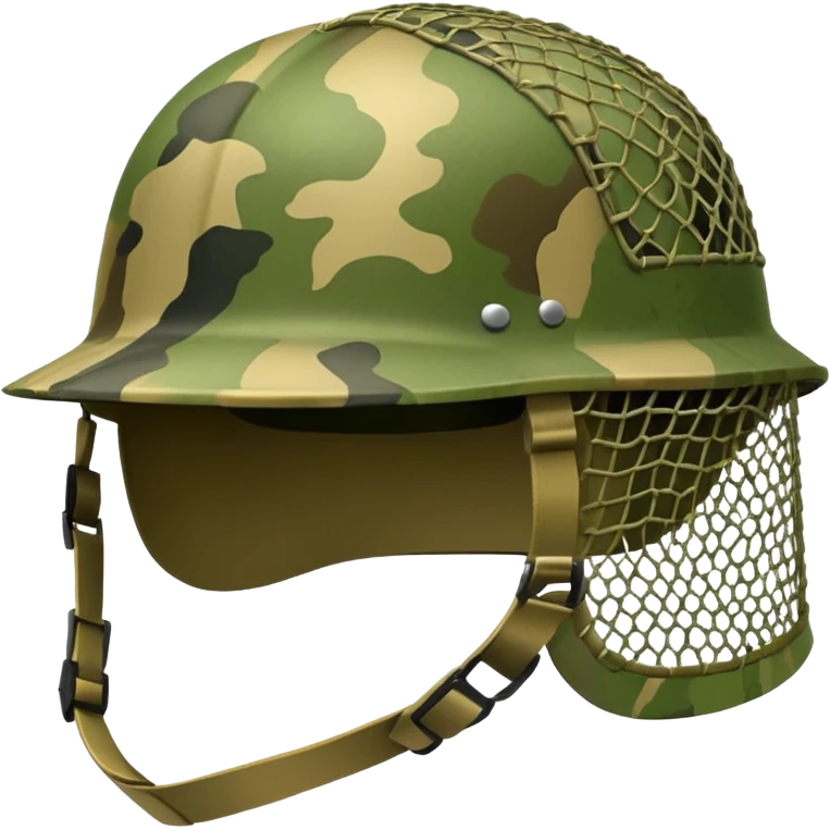 Military helmet with camouflage netting
 emoji
