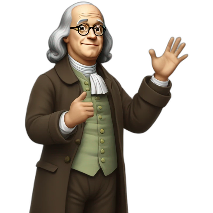 benjamin franklin with an arm up realistic emoji