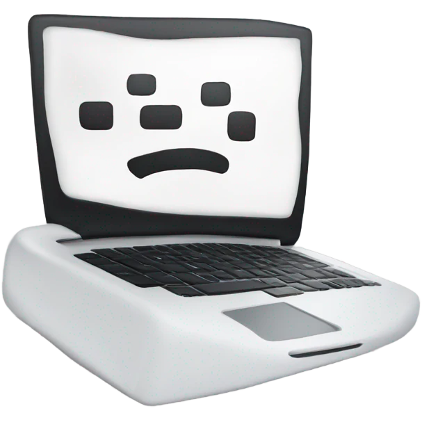 white laptop, black checkmark emoji