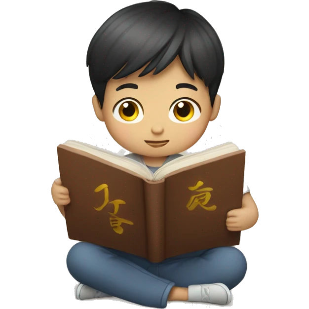 Chinese boy reading book emoji