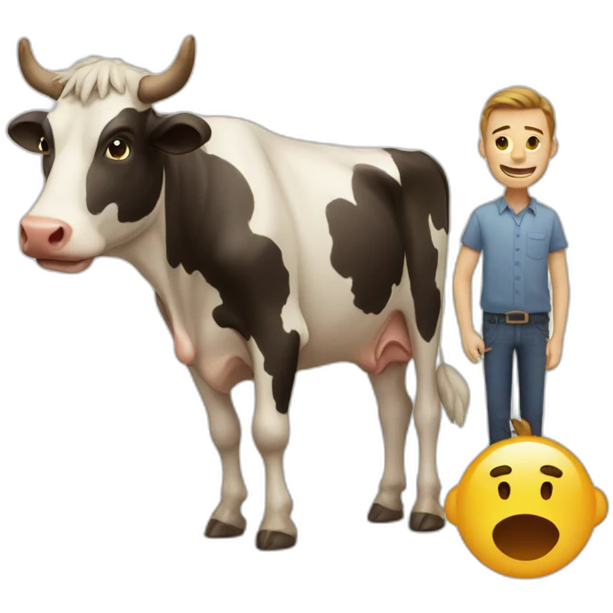 COW NEAR A  MAN emoji