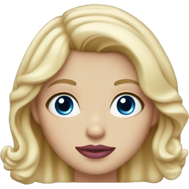blonde hair girl with pink lips and blue eyes  emoji