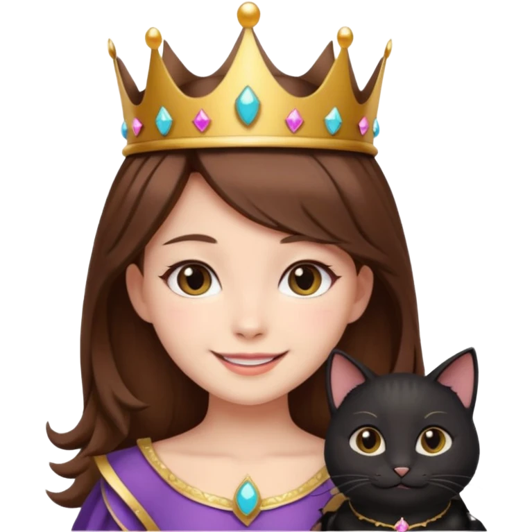 queen black cat kawaii brown hair girl emoji