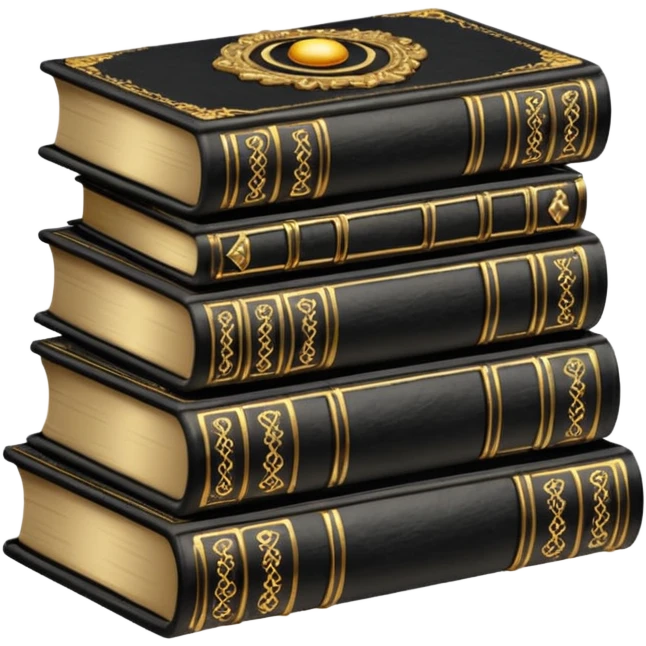 5 black gothic books on top emoji