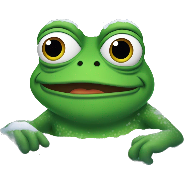 pepe the frog inside the snow emoji